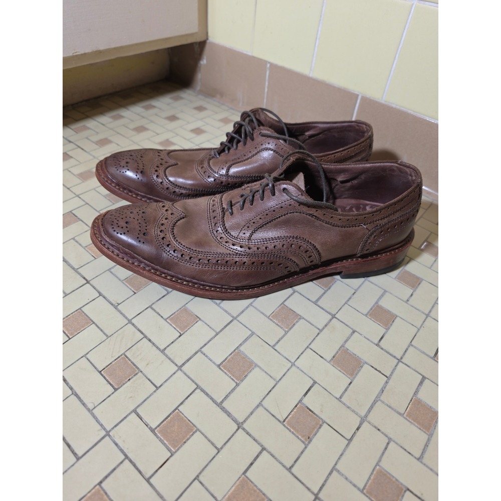 Allen Edmonds Neumok Oxford Mens 9.5 D Brown Good Wingtip Brogue Leather USA - Picture 2 of 8